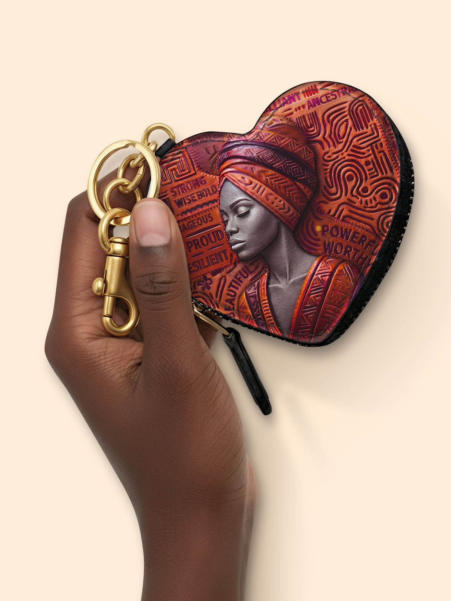 Ancestral Reign Heart Coin Pouch Bag Charm QR0XD857