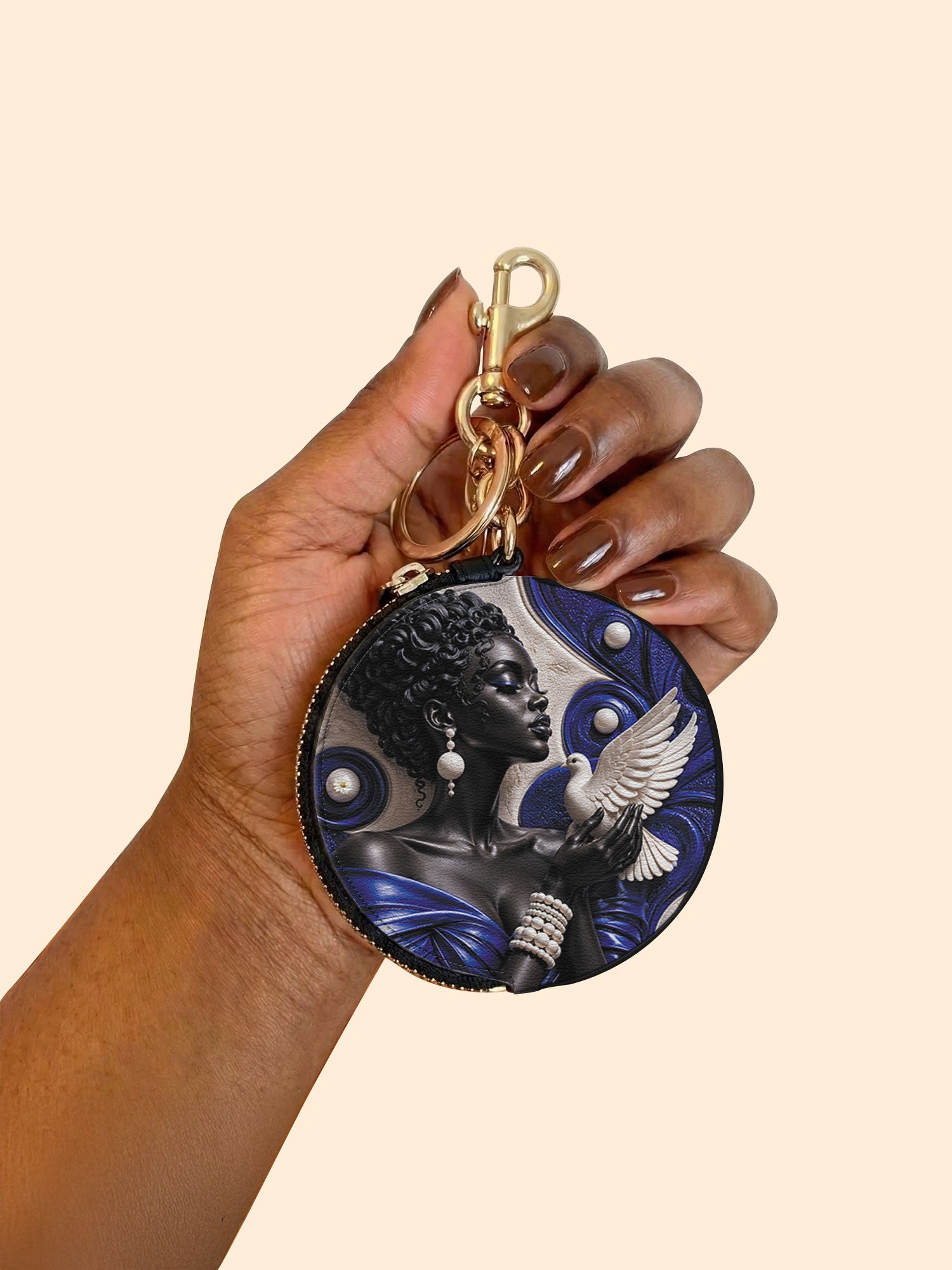 Royal Serene Circular Coin Pouch Bag Charm QR0HH213