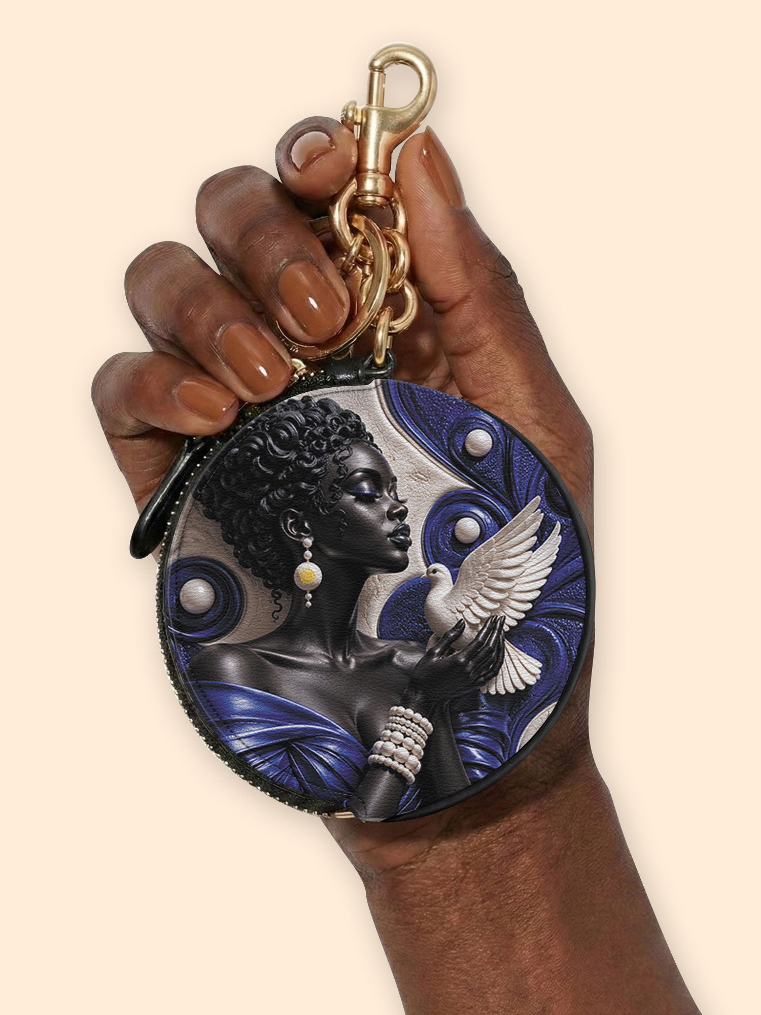 Royal Serene Circular Coin Pouch Bag Charm QR0HH213