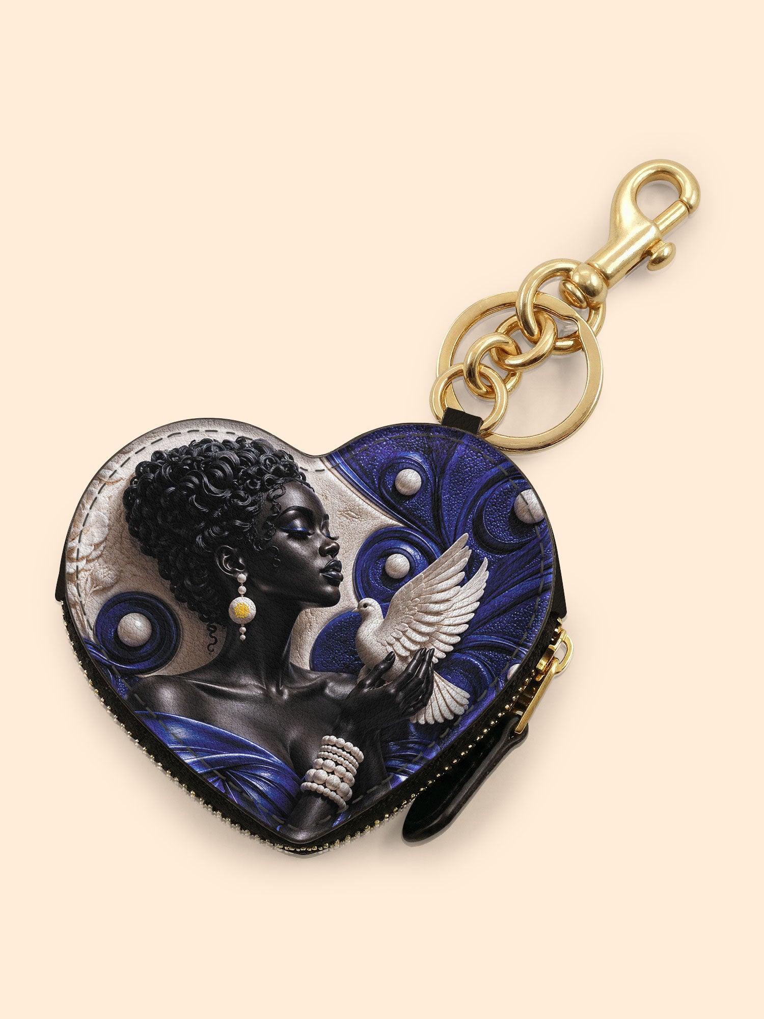 Royal Serene Heart Coin Pouch Bag Charm QR0HH213