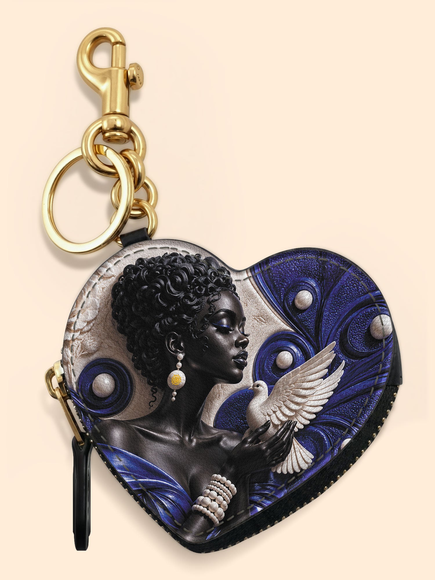 Royal Serene Heart Coin Pouch Bag Charm QR0HH213