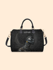 Crowned In Onyx Leather Boston Bag