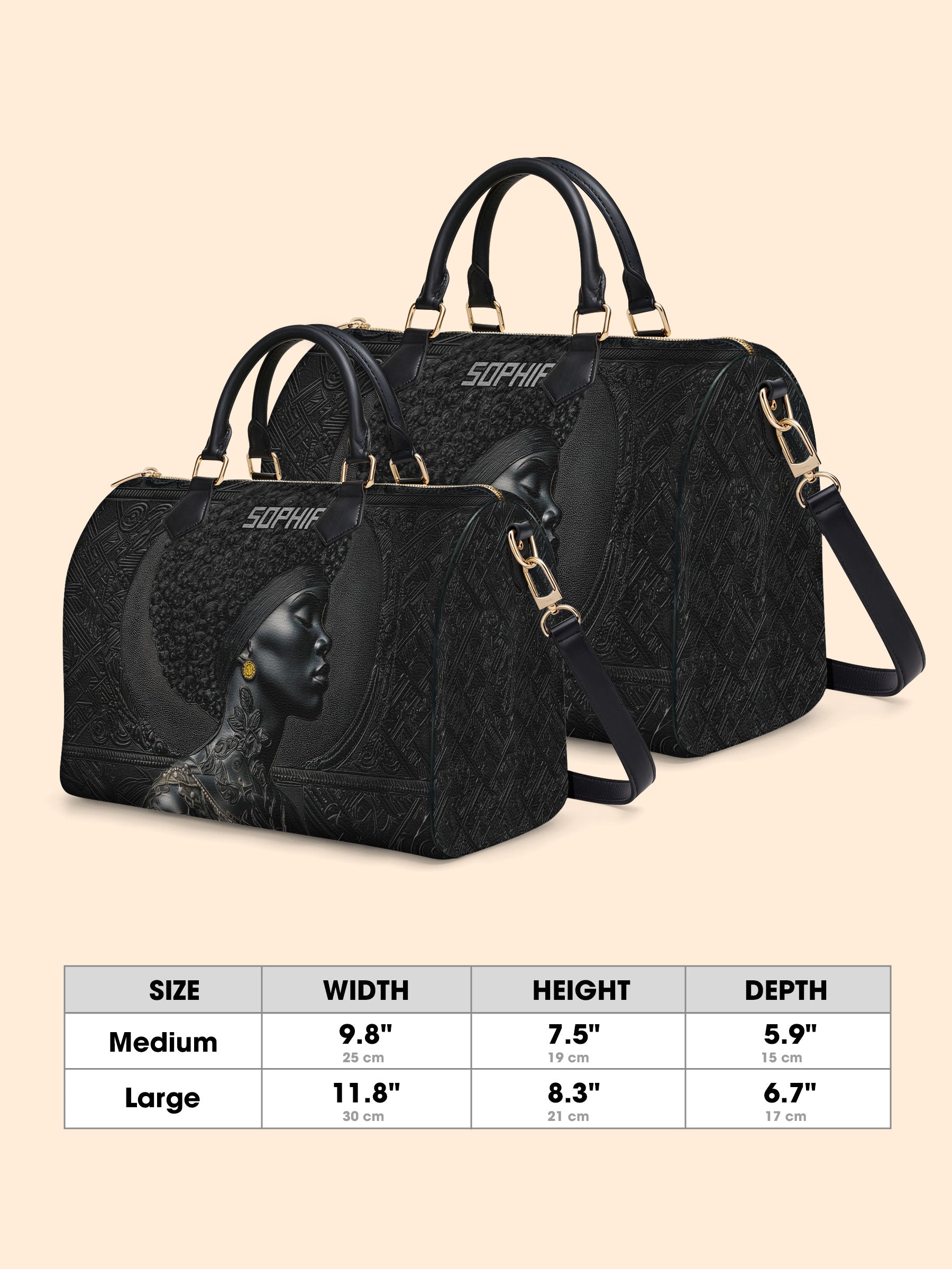 Crowned In Onyx Leather Boston Bag
