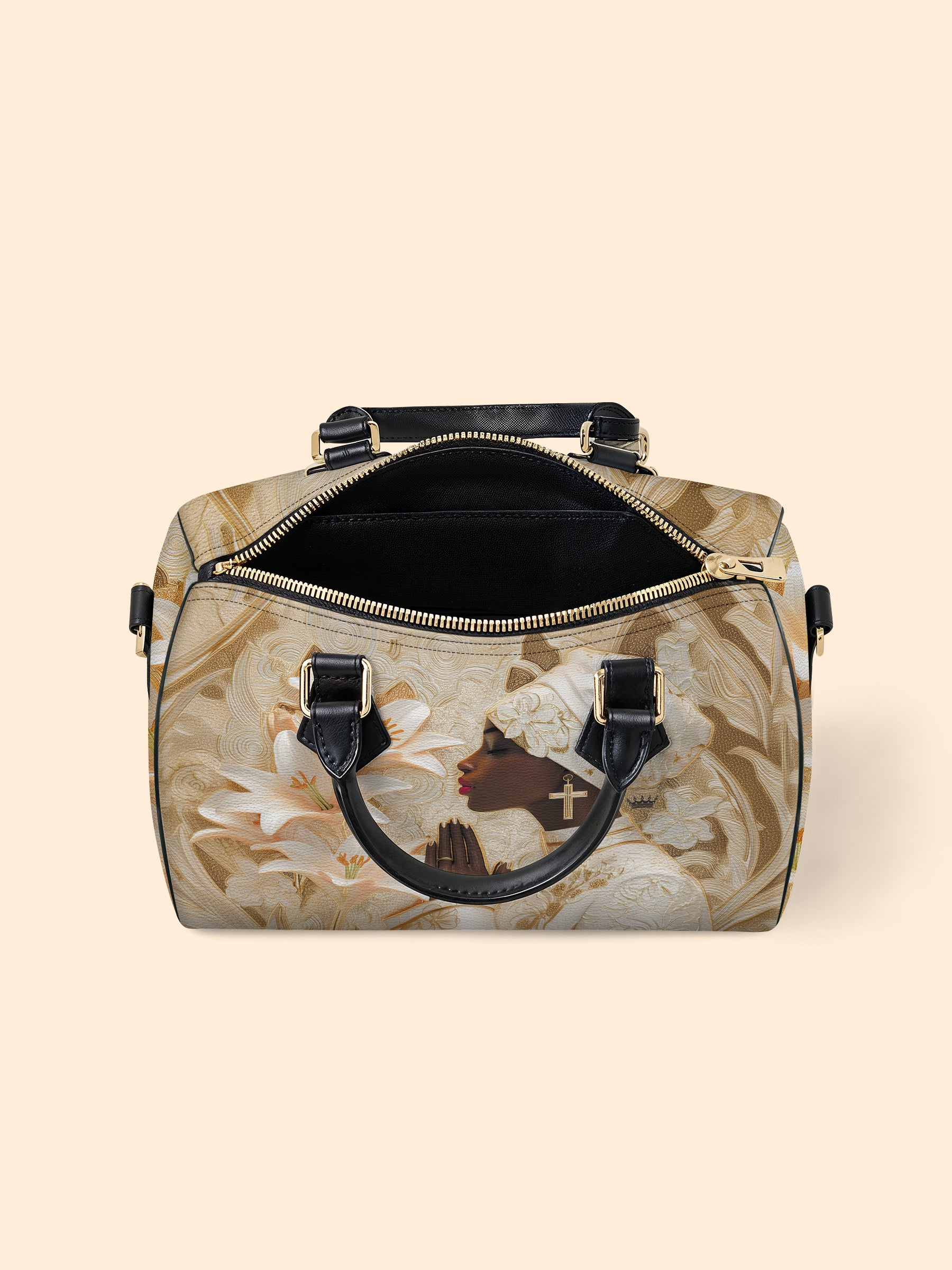 Divine Melanin Leather Boston Bag QR0TD553