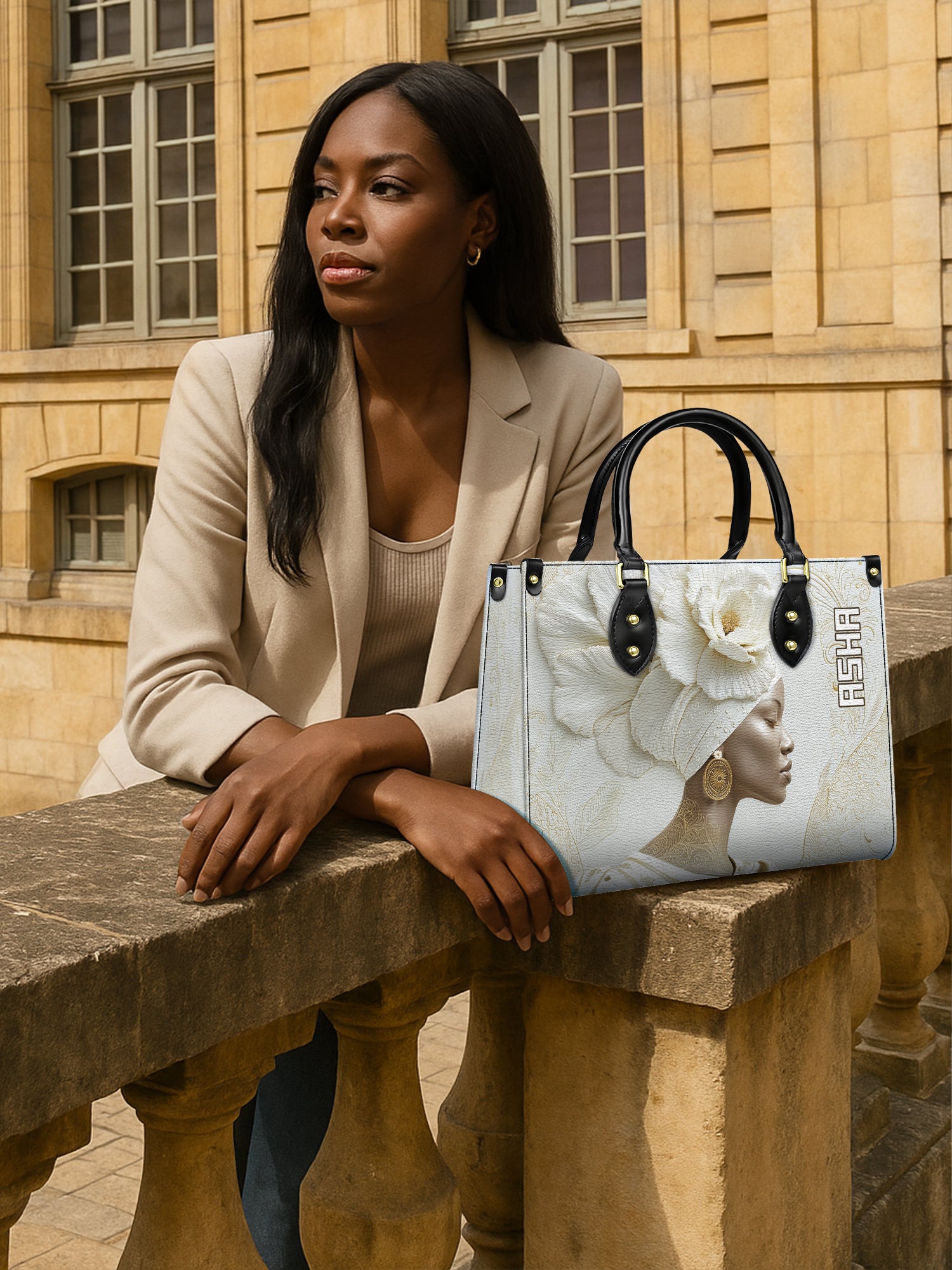 Luminous Bloom Premium Leather Handbag