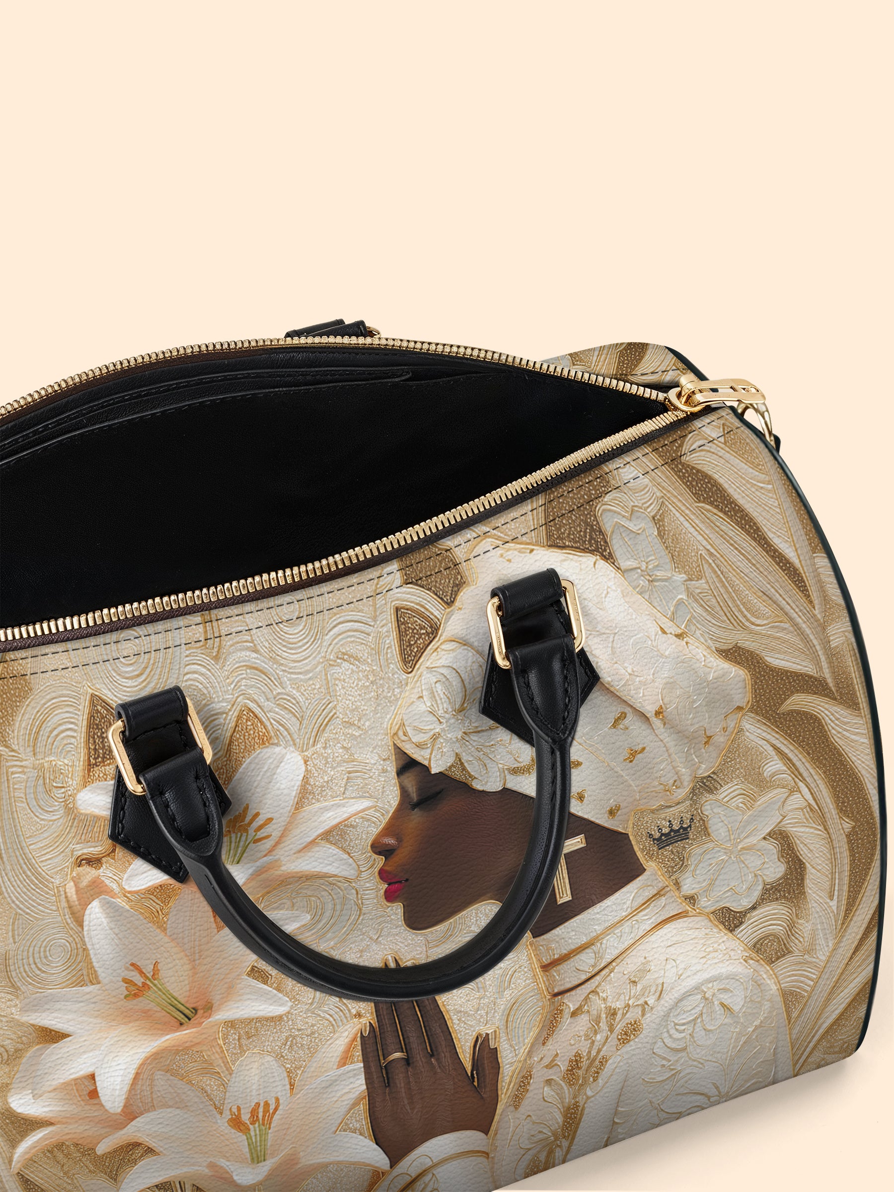 Divine Melanin Leather Boston Bag QR0TD553