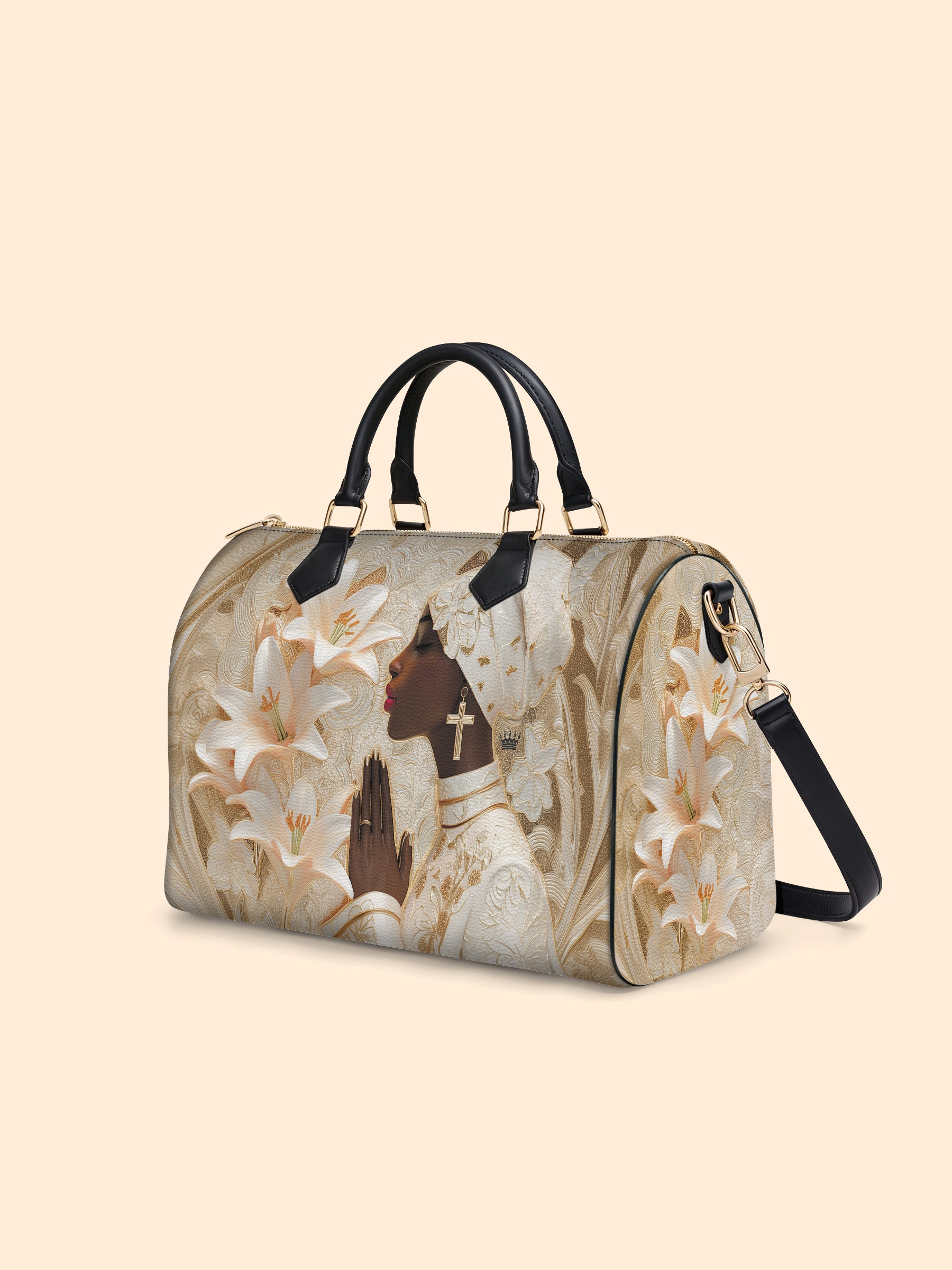 Divine Melanin Leather Boston Bag QR0TD553