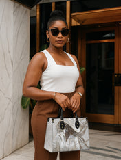 Ebony Dust Premium Leather Handbag QR0TD450