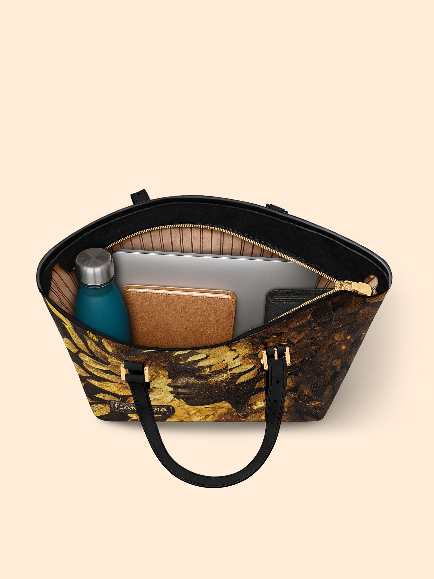 Leaves Woman Sleek Leather Tote