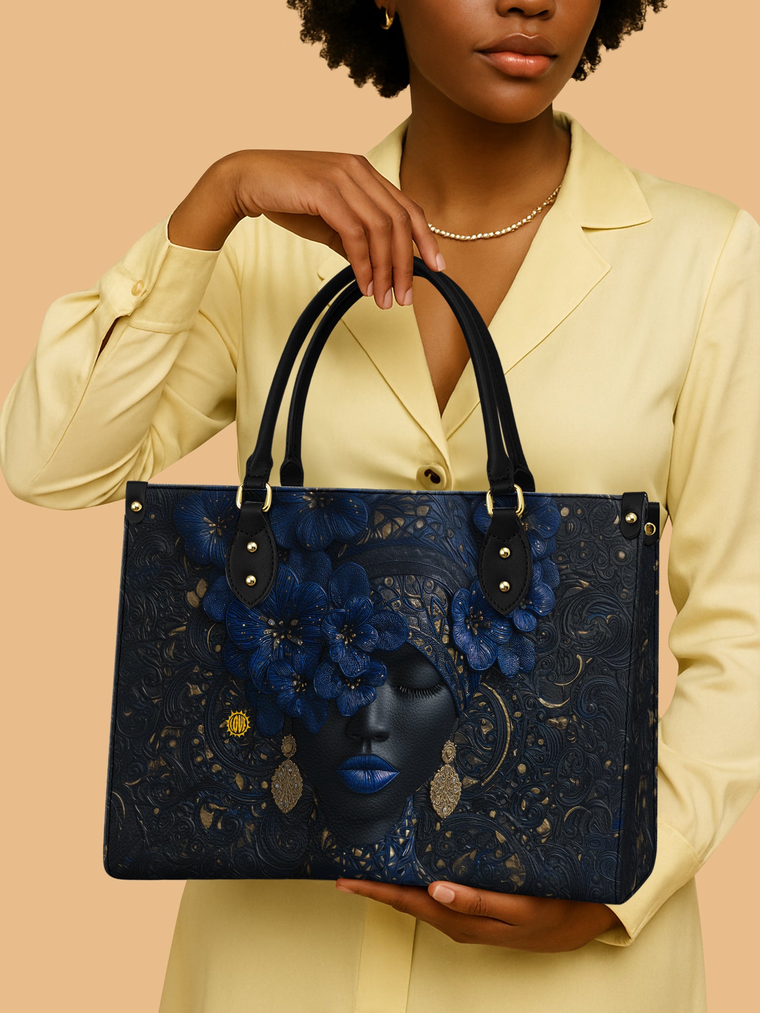 Midnight Bluebonnet Premium Leather Handbag QR0XD292