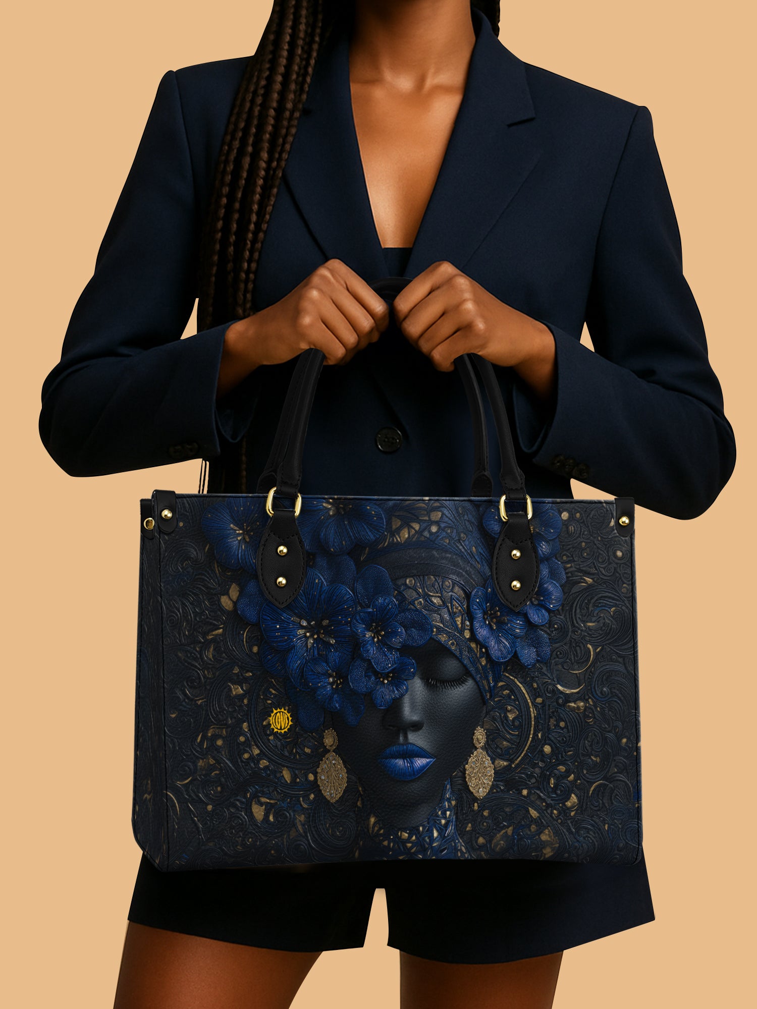 Midnight Bluebonnet Premium Leather Handbag QR0XD292