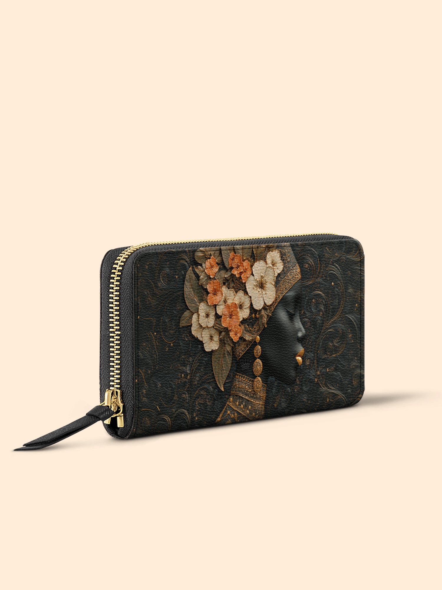 Orange Blooms Queen Slimline Zippy Wallet QR0XD309