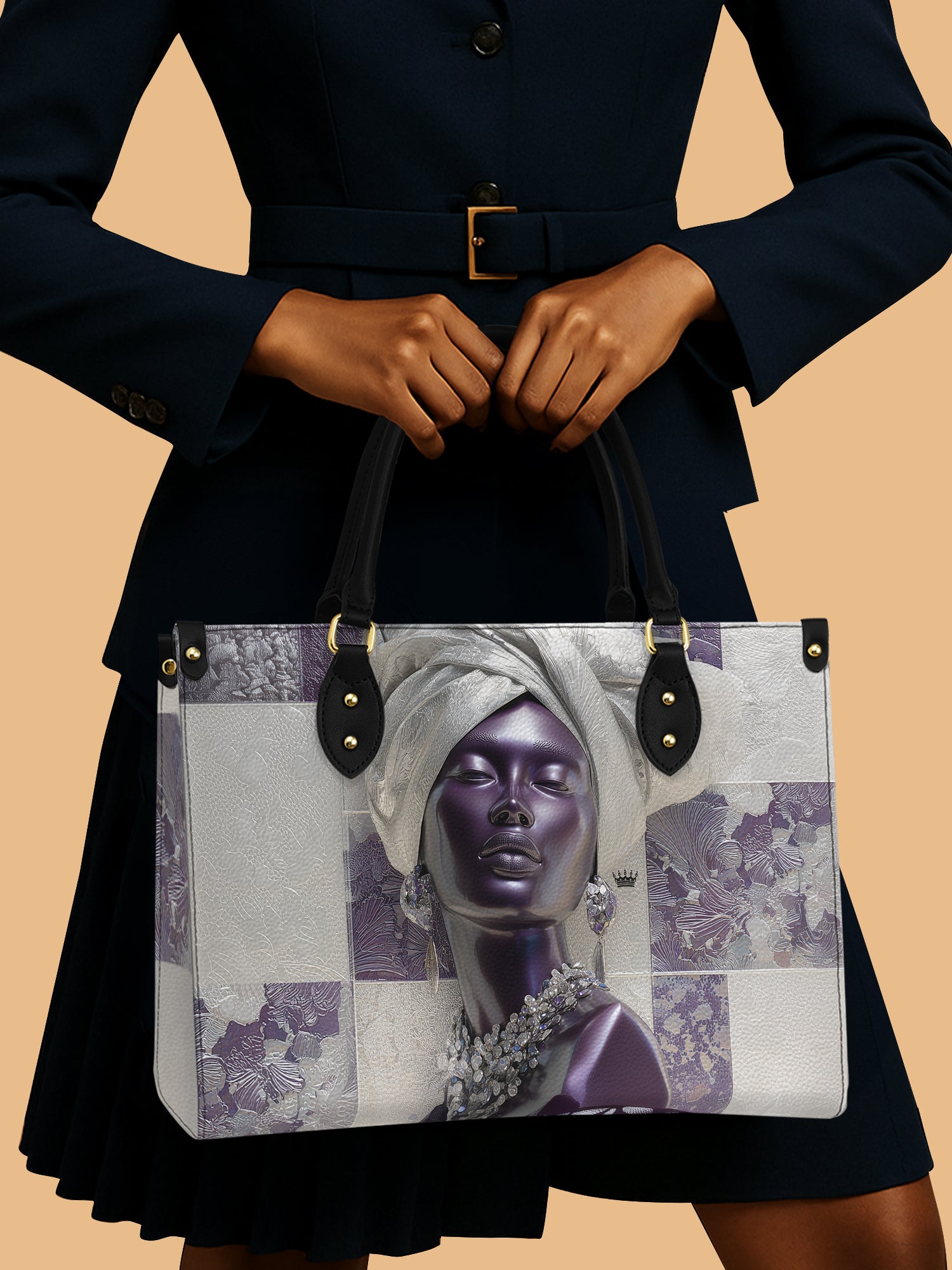 Amethyst Crown Premium Leather Handbag QR0TD436