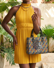 Crowned Ankara Premium Leather Handbag QR0TV277