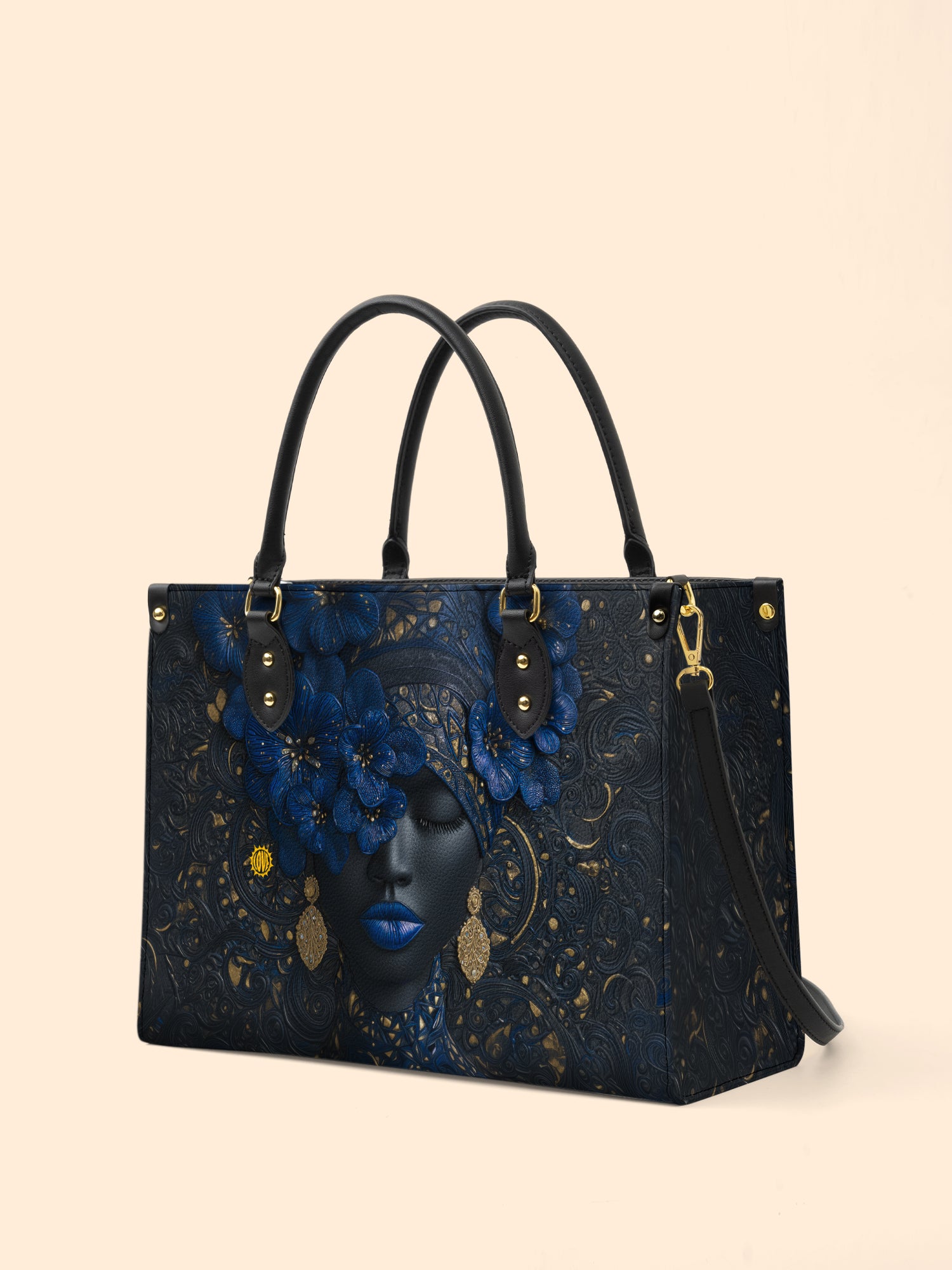 Midnight Bluebonnet Premium Leather Handbag QR0XD292