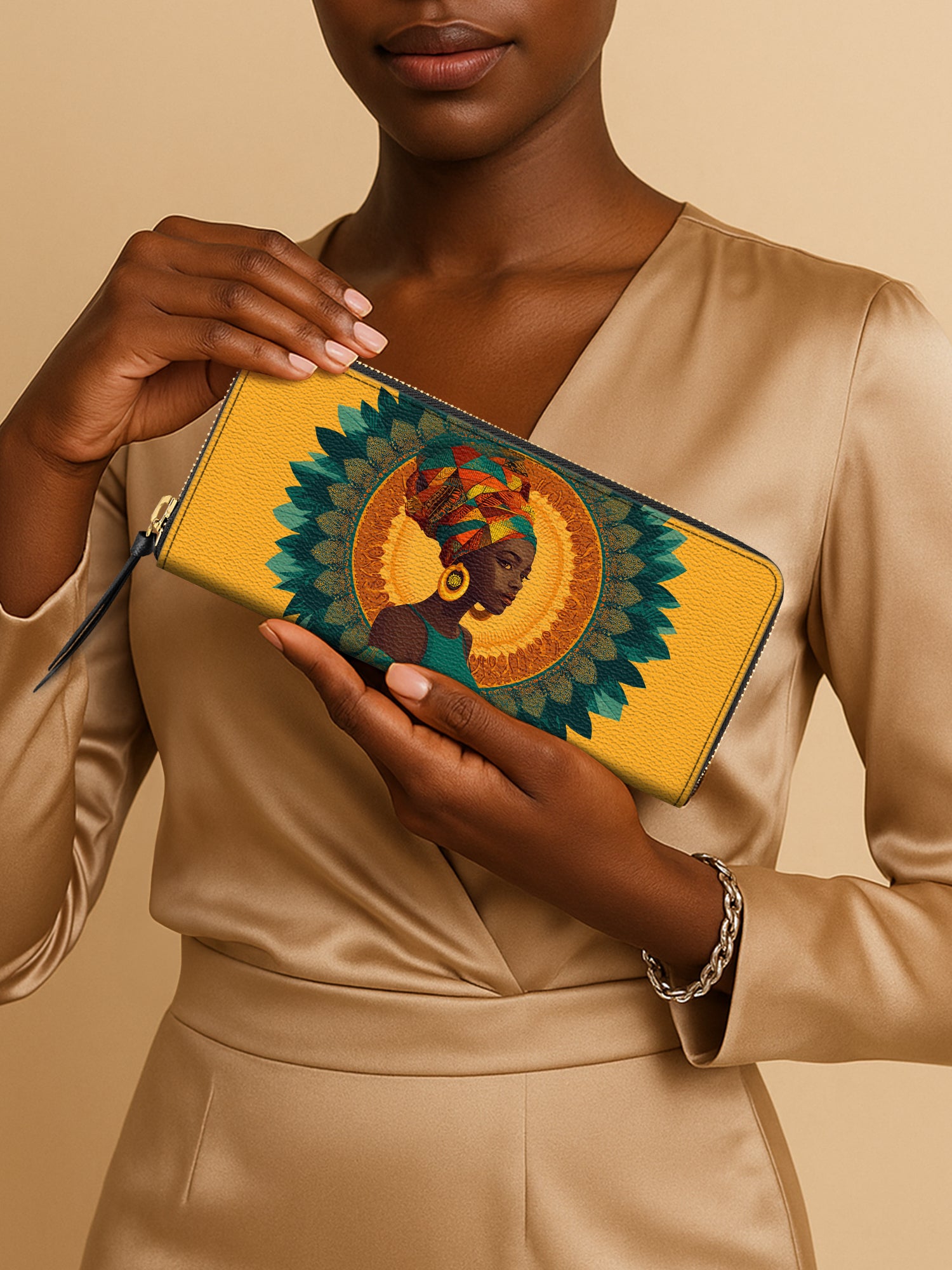 Solar Bloom Queen Slimline Zippy Wallet QR0TV222
