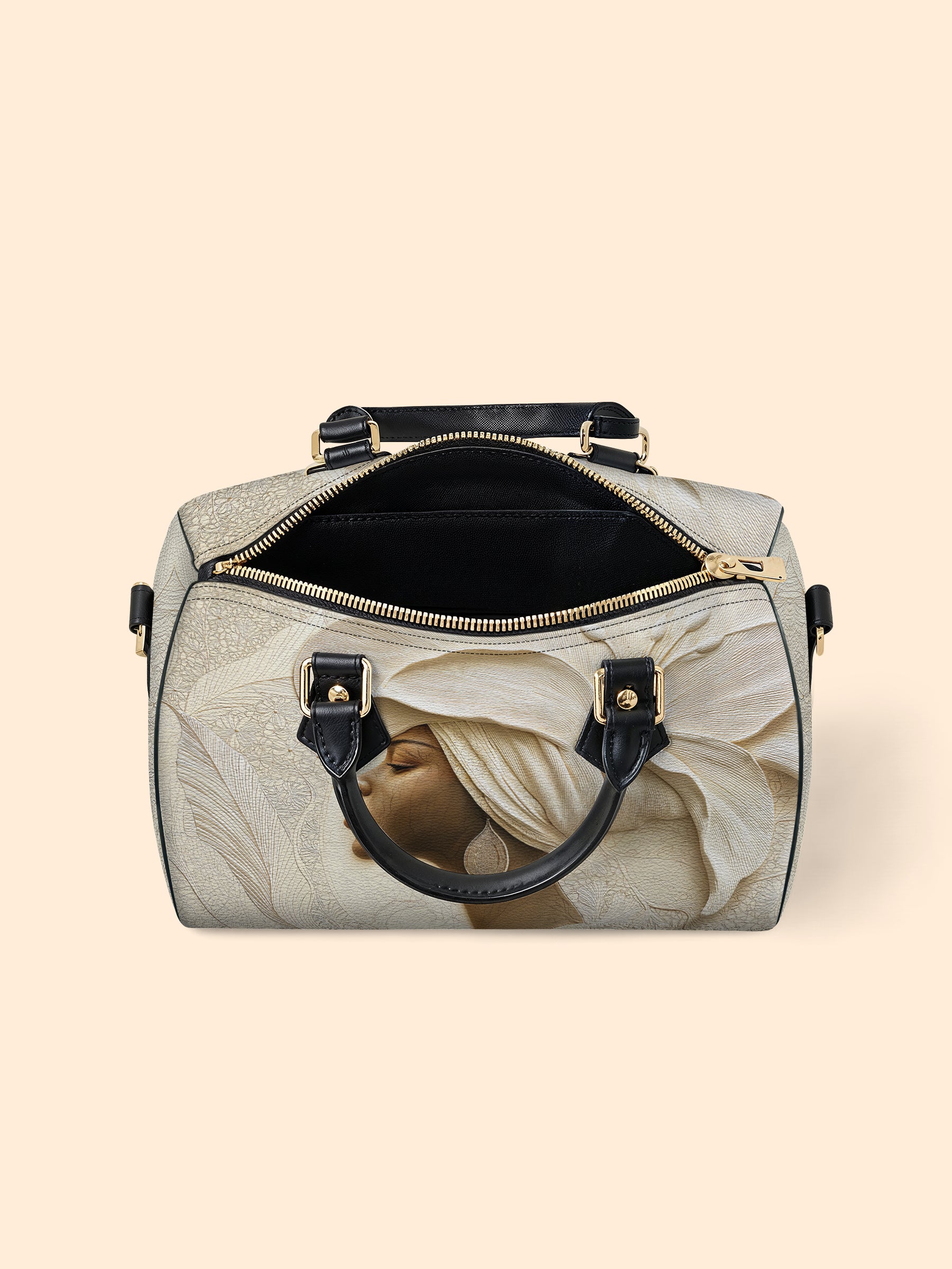 Ivory Blossom Leather Boston Bag QR0TV067