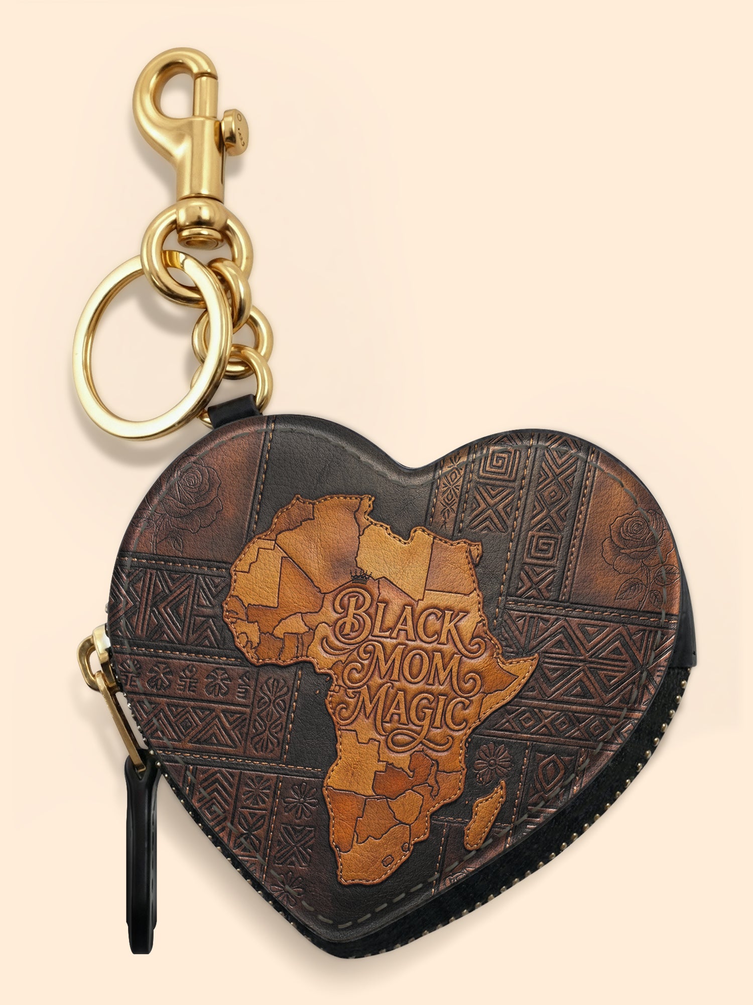 Black Mom Magic Heart Coin Pouch Bag Charm QR0XD1047