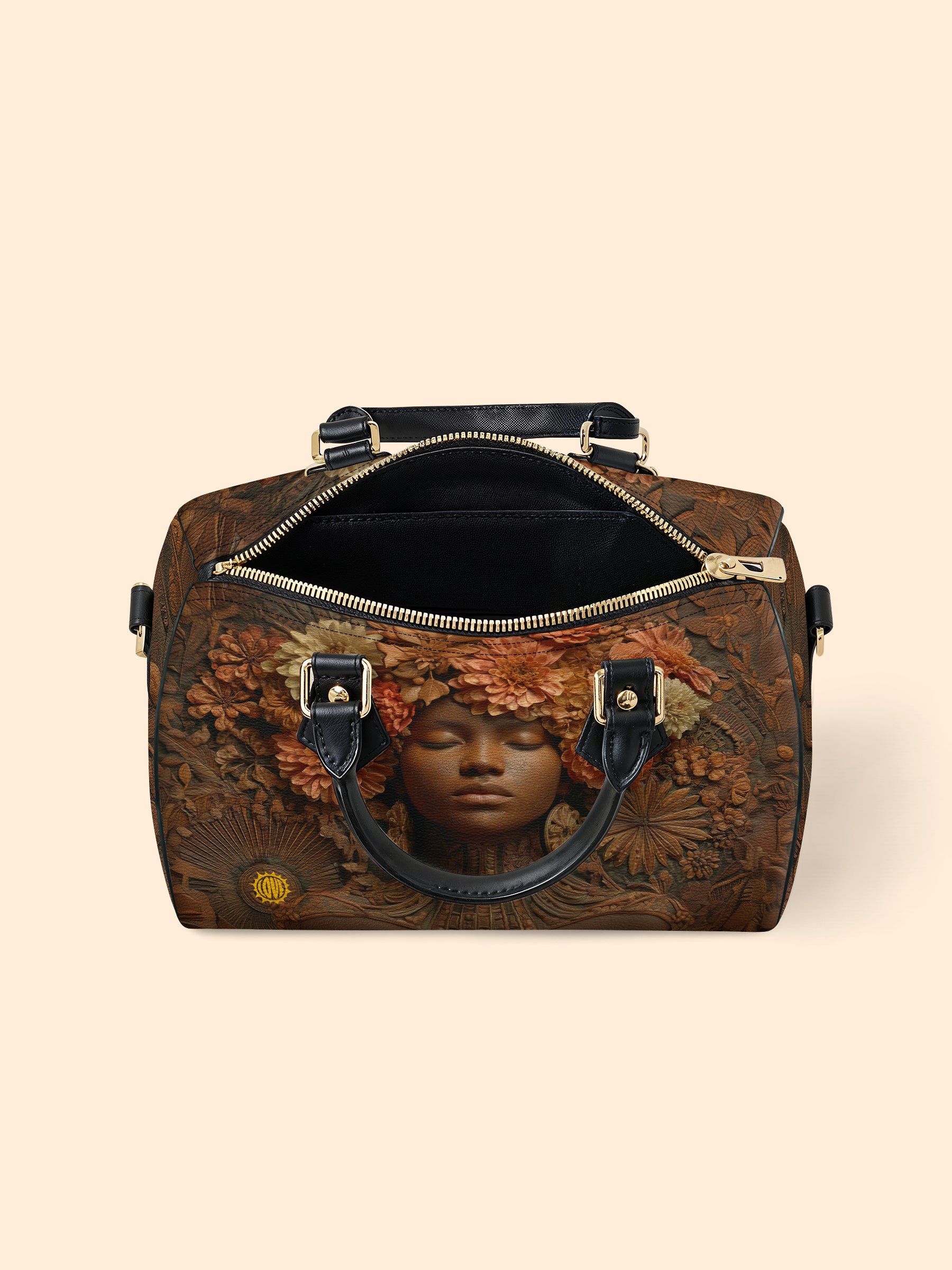 Afro Flora Leather Boston Bag QR0TV027