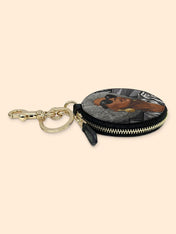 Midnight Zebra Circular Coin Pouch Bag Charm QR0TV259