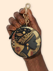Bold African Circular Coin Pouch Bag Charm QR0XD810