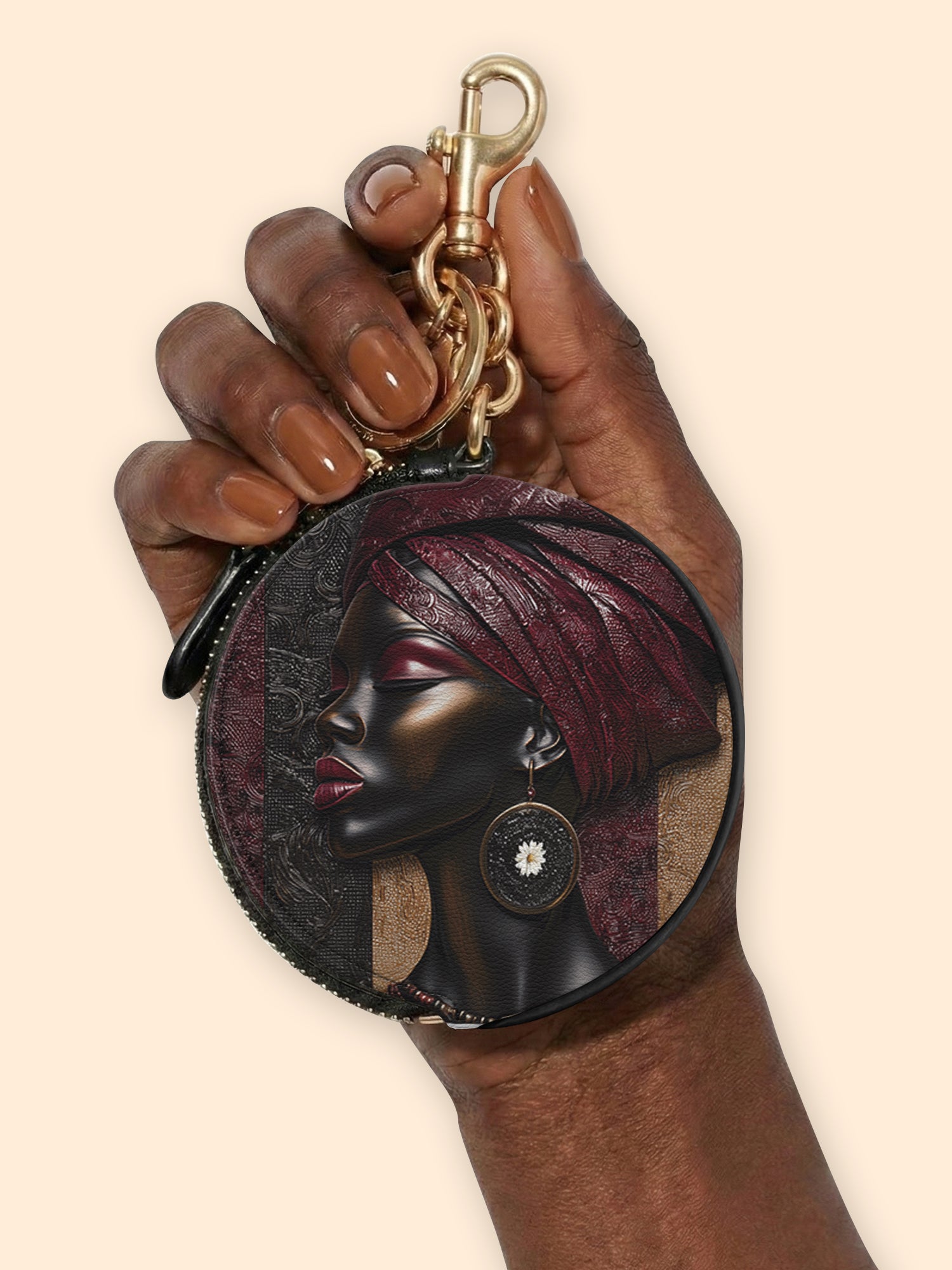 Crimson Sovereign Circular Coin Pouch Bag Charm QR0XD924
