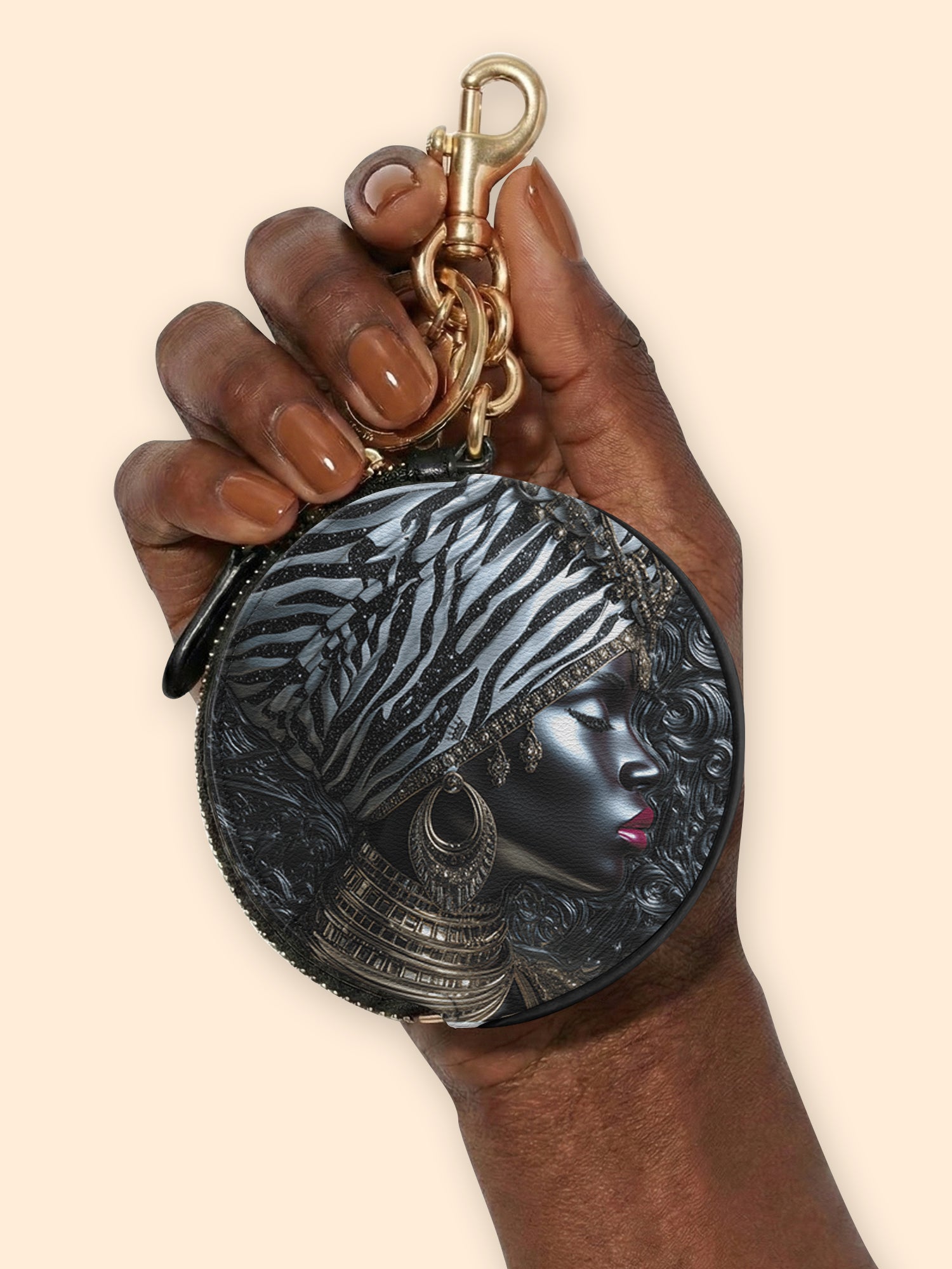 Afri Jewel Circular Coin Pouch Bag Charm QR0XD459