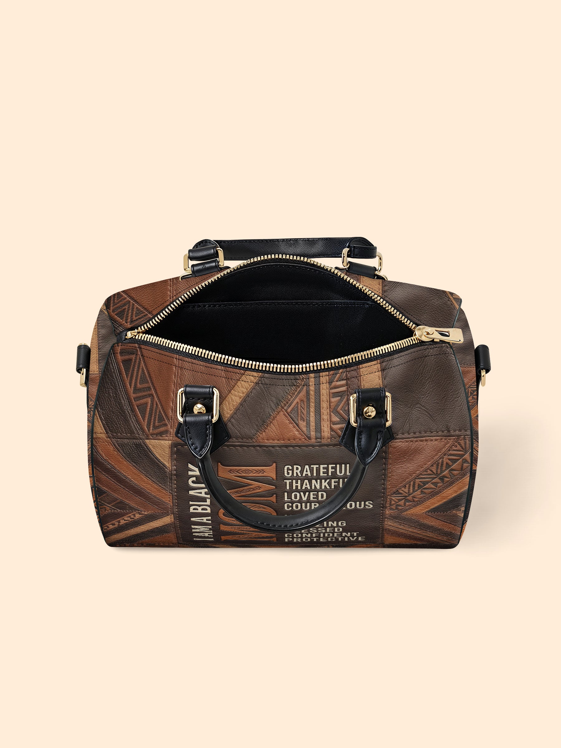 Black Mom Pride Leather Boston Bag QR0TV273