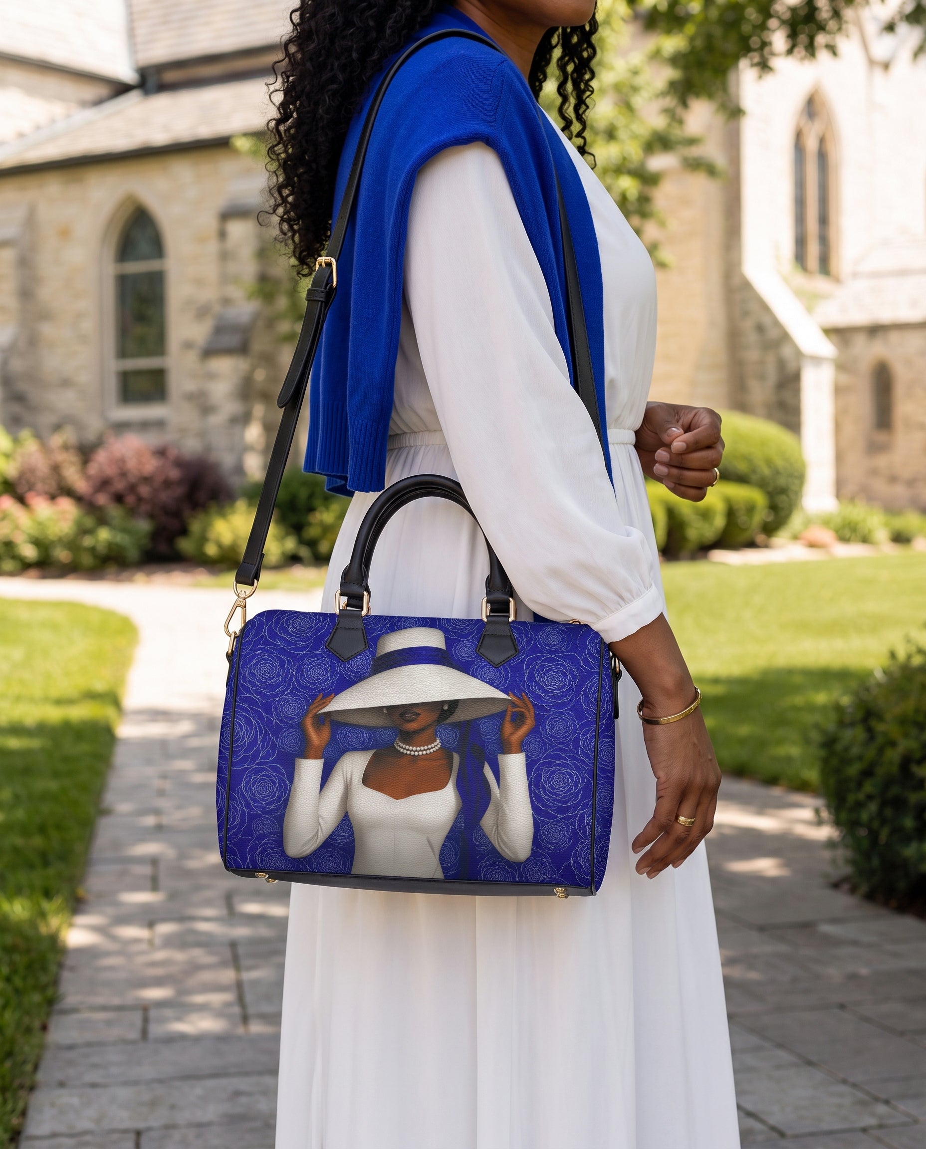 Royal Bloom Leather Boston Bag QR0TV281