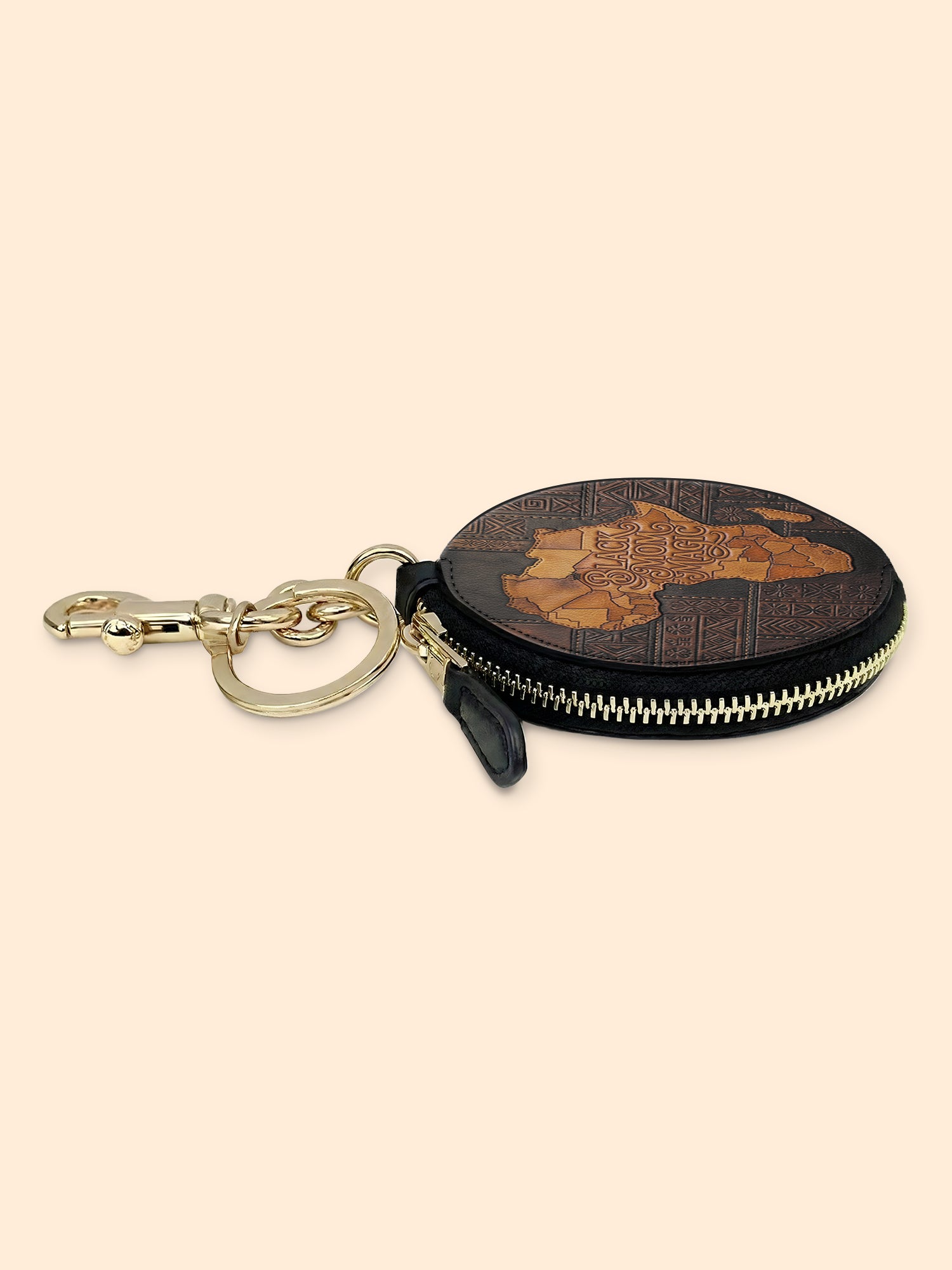 Black Mom Magic Circular Coin Pouch Bag Charm QR0XD1047