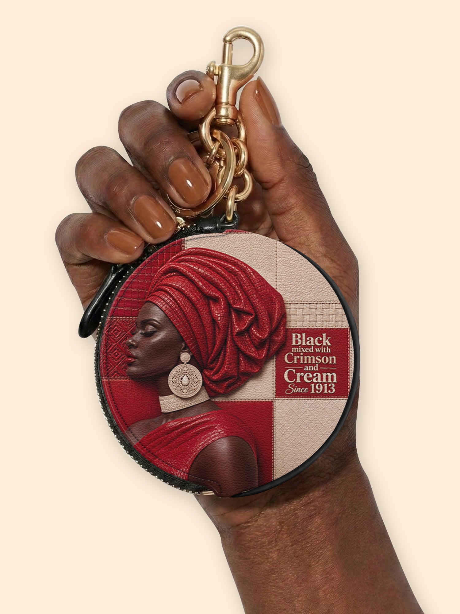 Draped in Crimson Circular Coin Pouch Bag Charm QR0XD500