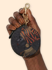 Adinkra Essence Circular Coin Pouch Bag Charm QR0XD456