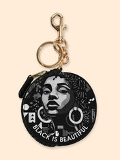 Black Beauty Circular Coin Pouch Bag Charm QR0XD1026