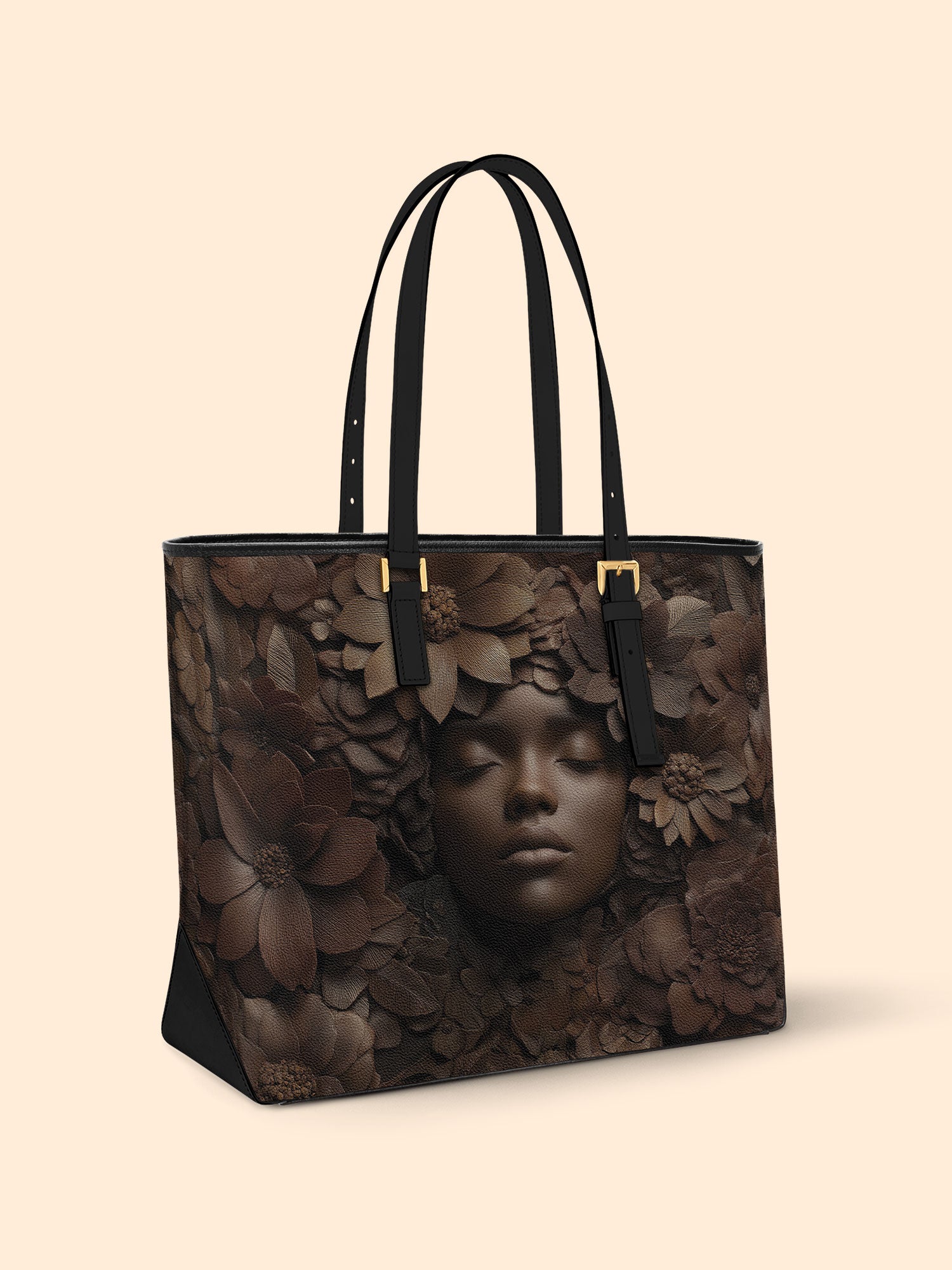 Wooden Bloom Sleek Leather Tote QR0TV008