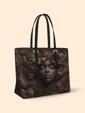Wooden Bloom Sleek Leather Tote QR0TV008