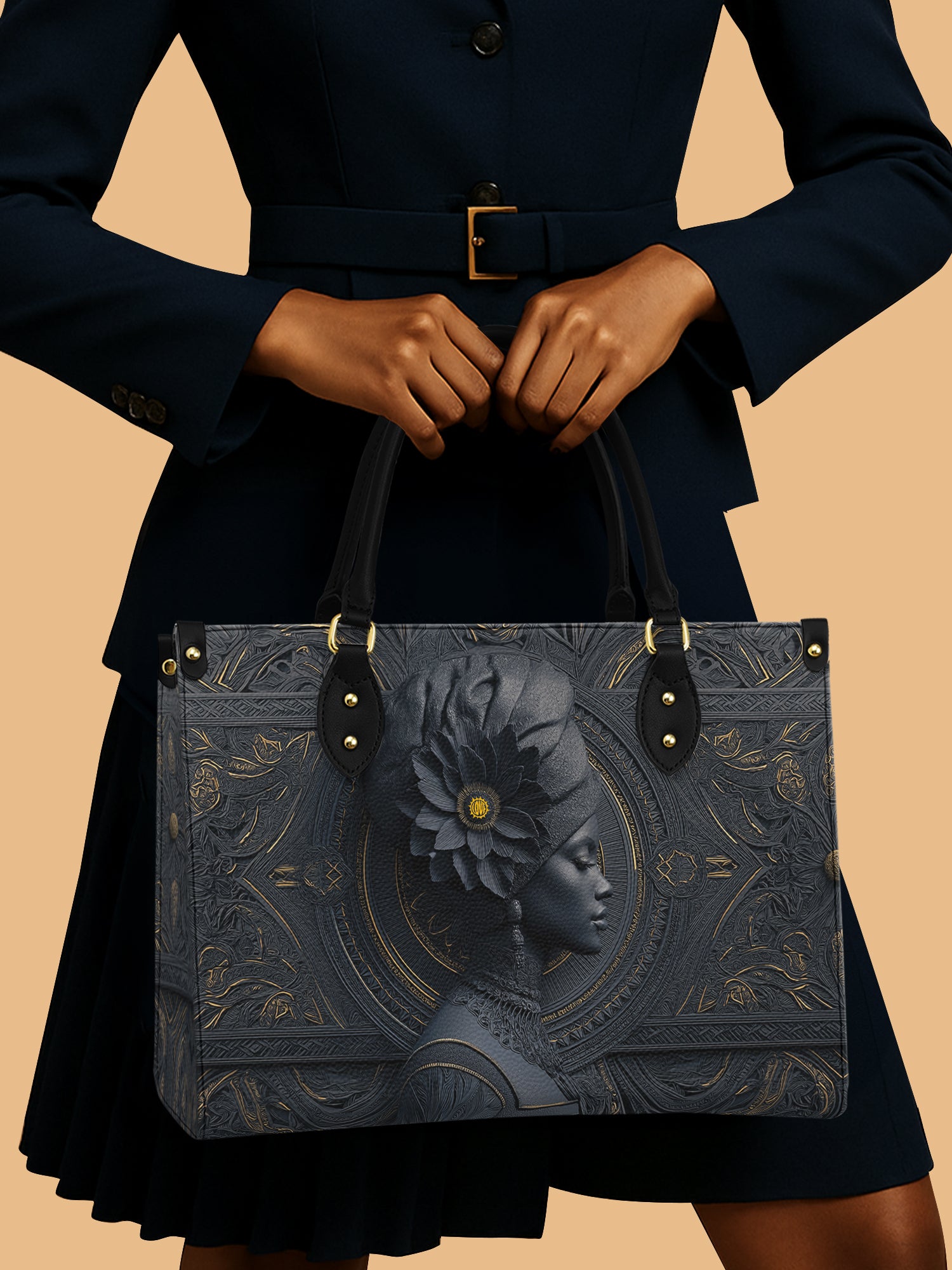 Midnight Bloom Premium Leather Handbag QR0TV146