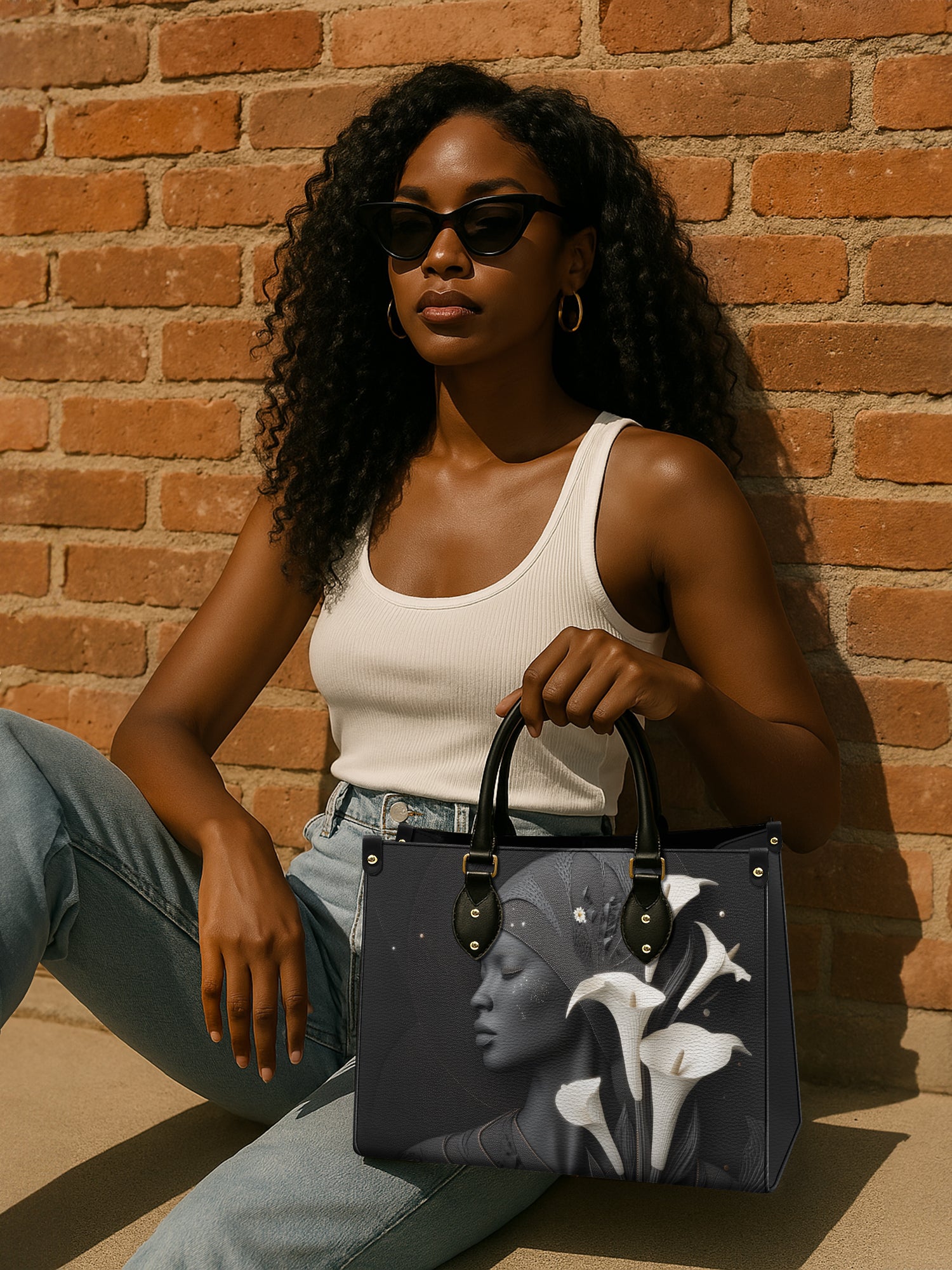 Lunar Silhouette Premium Leather Handbag QR0TD207