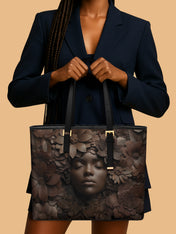 Wooden Bloom Sleek Leather Tote QR0TV008