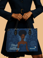 Black And Blooming Premium Leather Handbag