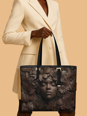 Wooden Bloom Sleek Leather Tote QR0TV008