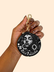 Black Beauty Circular Coin Pouch Bag Charm QR0XD1026