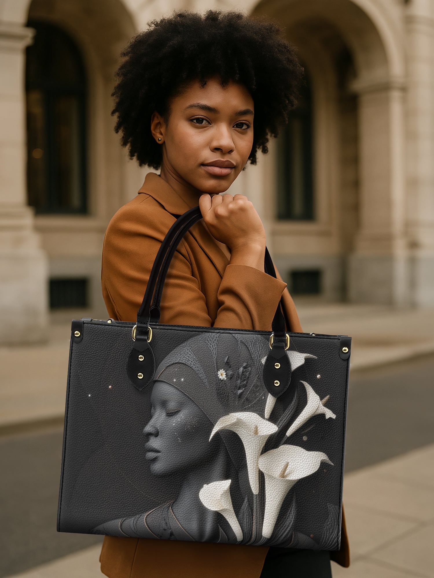 Lunar Silhouette Premium Leather Handbag QR0TD207
