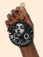 Black Beauty Circular Coin Pouch Bag Charm QR0XD1026