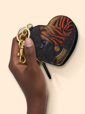 Adinkra Essence Heart Coin Pouch Bag Charm QR0XD456