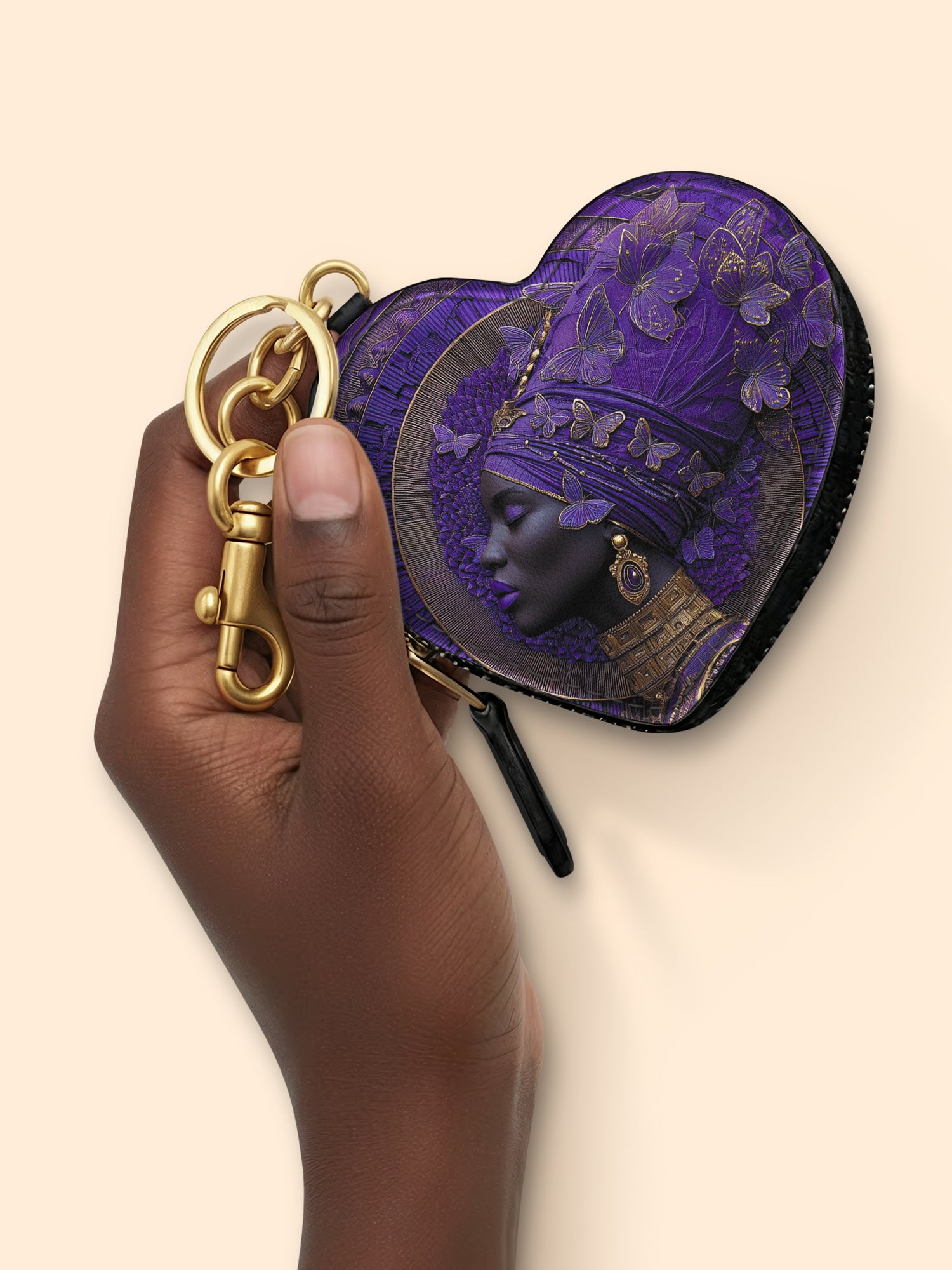 Divine Majesty Heart Coin Pouch Bag Charm QR0XD650