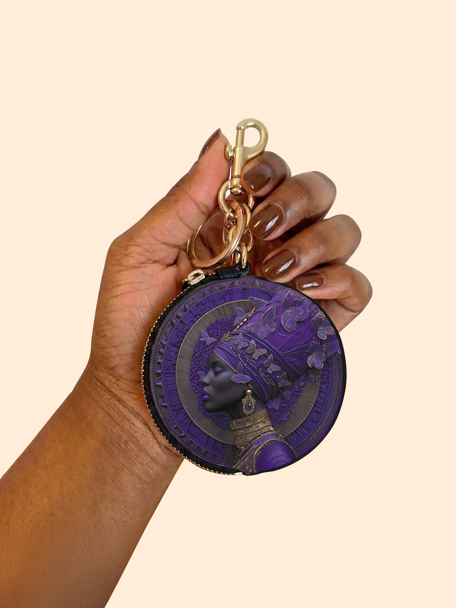 Divine Majesty Circular Coin Pouch Bag Charm QR0XD650