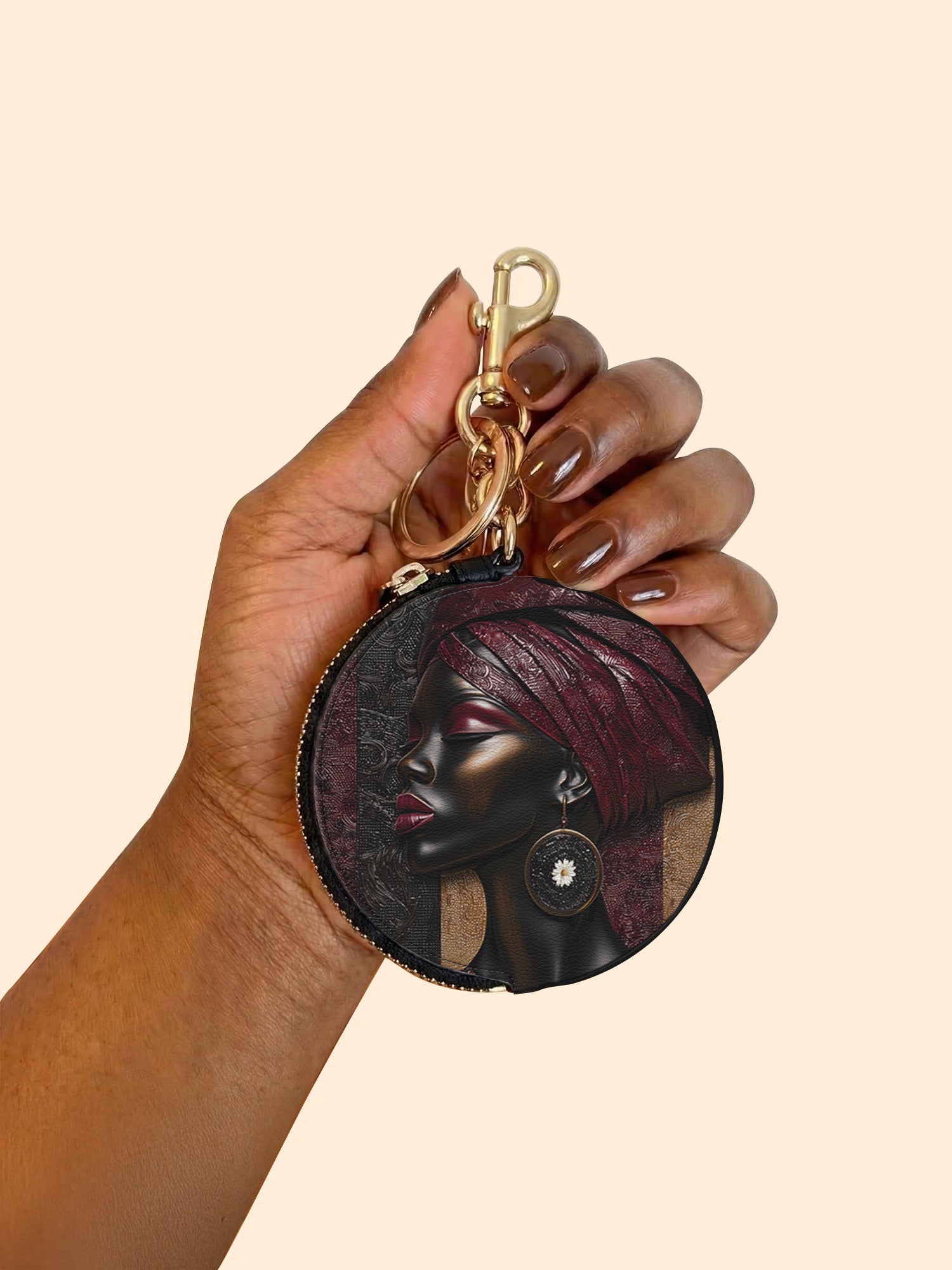 Crimson Sovereign Circular Coin Pouch Bag Charm QR0XD924