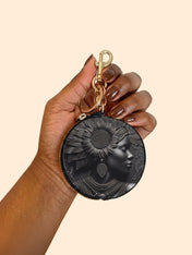 Black Orbit Circular Coin Pouch Bag Charm QR0XD243