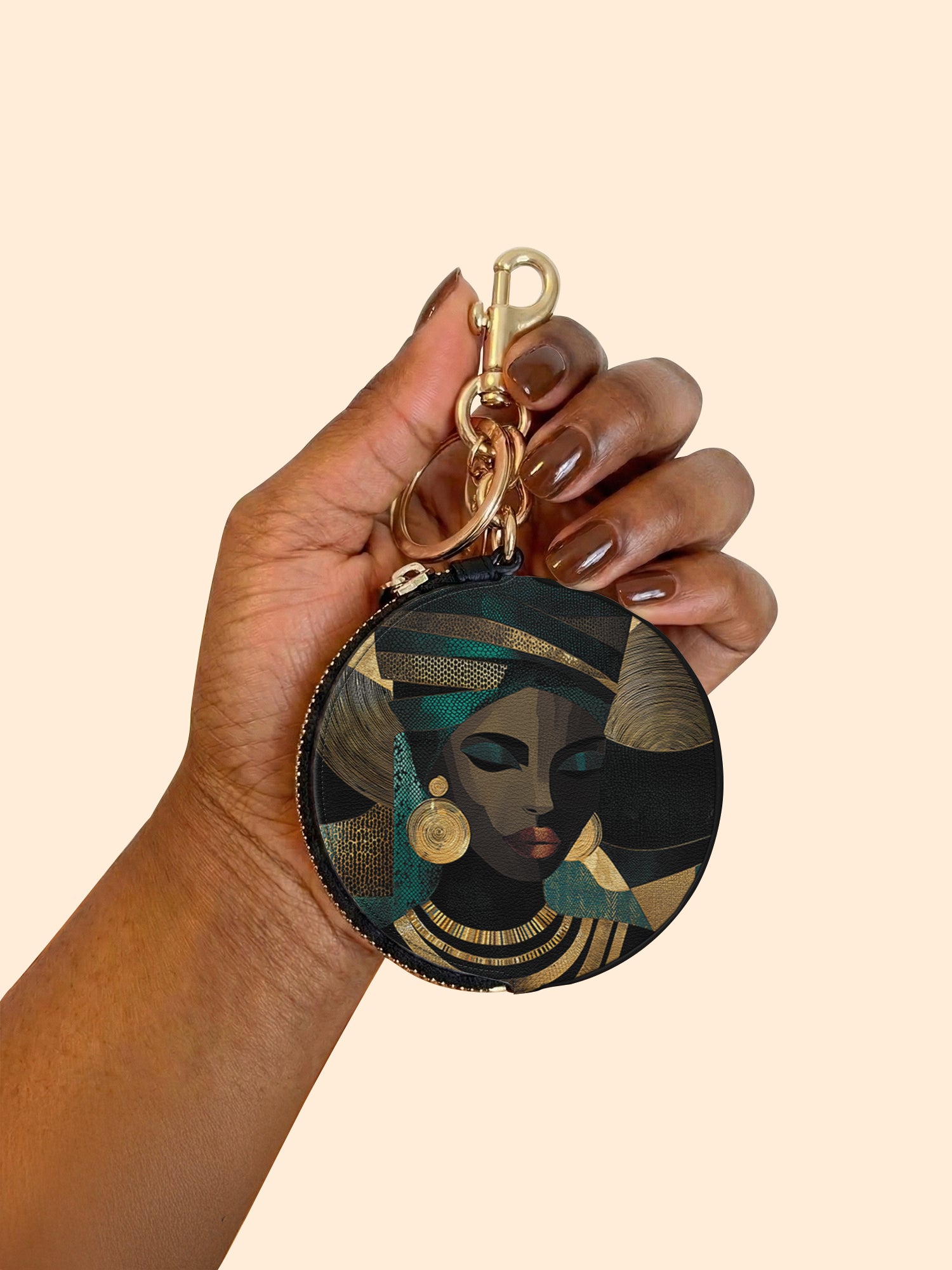 Emerald Realm Circular Coin Pouch Bag Charm QR0XD844