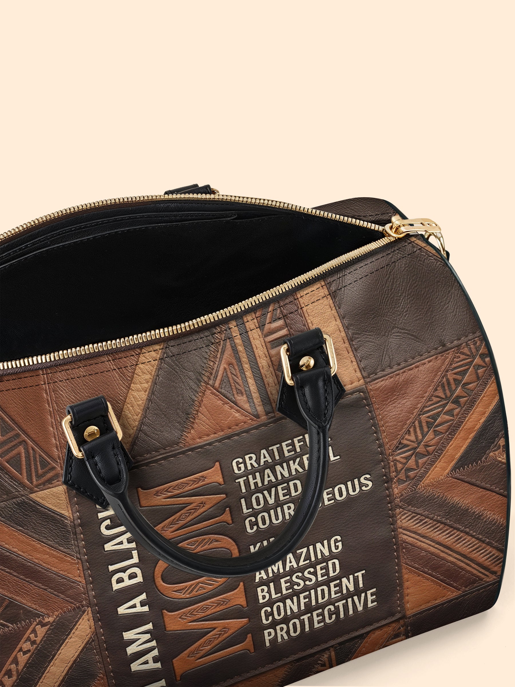 Black Mom Pride Leather Boston Bag QR0TV273